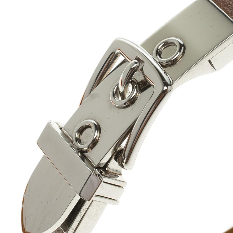Contemporary Hermes Java 10 Brulee Chamonix Calfskin Palladium Plated Bracelet XS