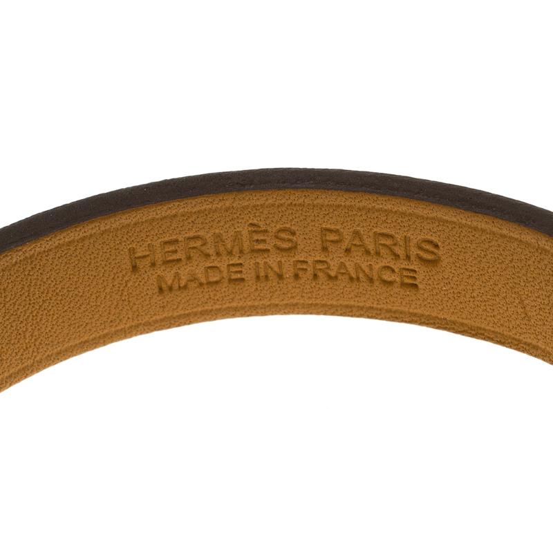 Hermes Java 10 Brulee Chamonix Calfskin Palladium Plated Bracelet XS 1