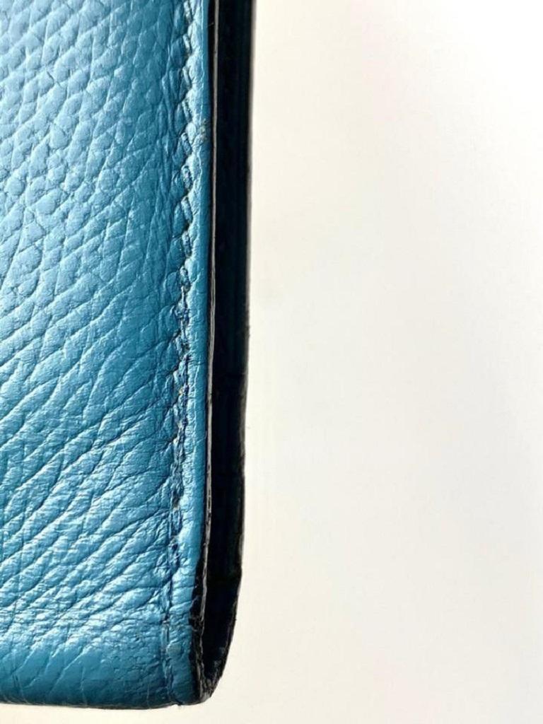 Hermès Jean Bearn Wallet Bifold Long 11h68 Blue Leather Clutch For Sale 4