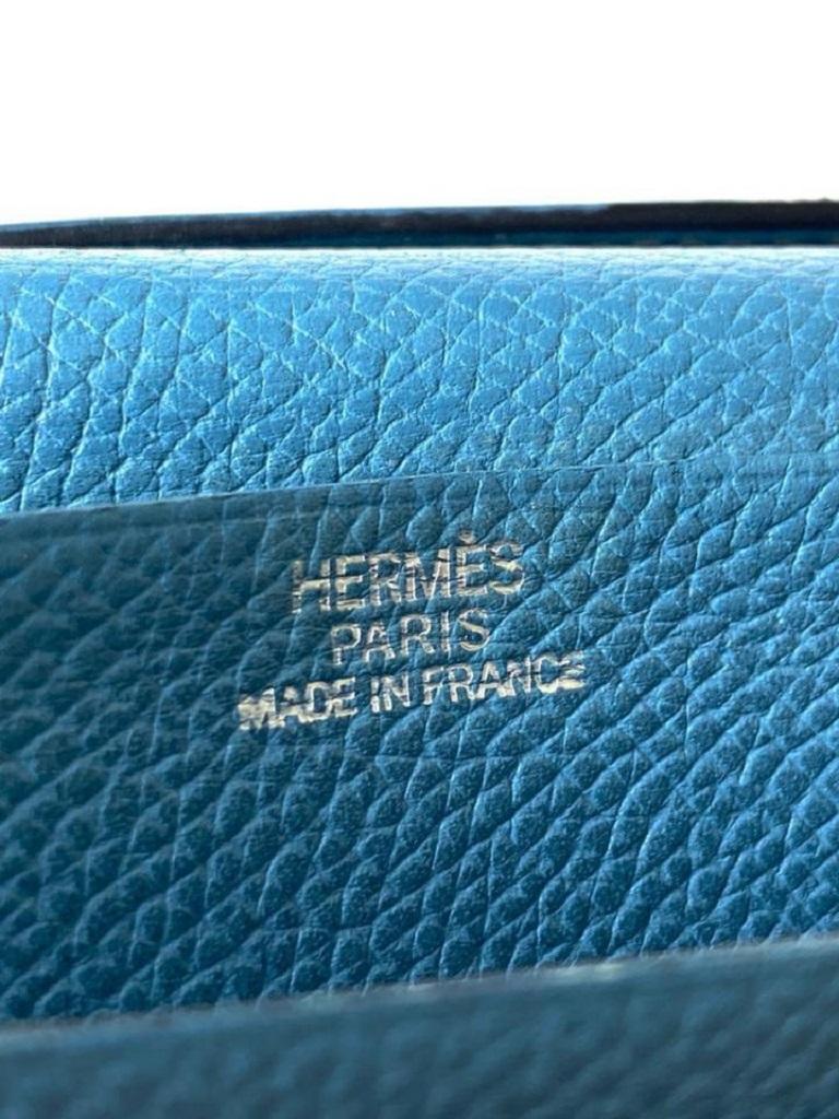 Hermès Jean Bearn Wallet Bifold Long 11h68 Blue Leather Clutch For Sale 5