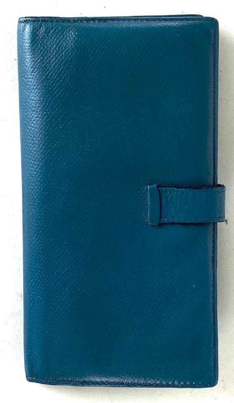 Hermès Jean Bearn Brieftasche Bifold Lang 11h68 Blaue Leder Clutch 2