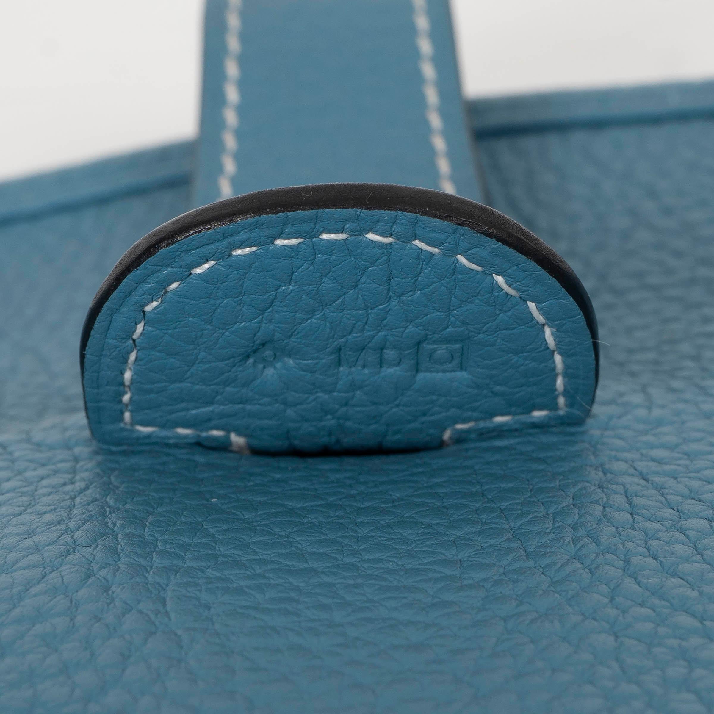 HERMES Jean bleu Clemence cuir EVELYNE 33 Sac à bandoulière Phw NO STRAP en vente 2