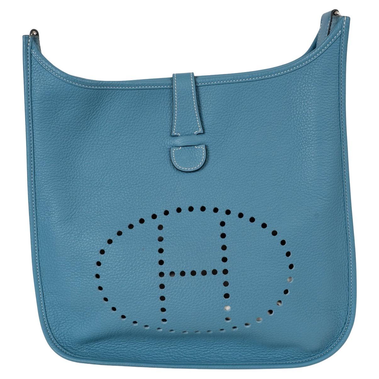 HERMES Jean bleu Clemence cuir EVELYNE 33 Sac à bandoulière Phw NO STRAP