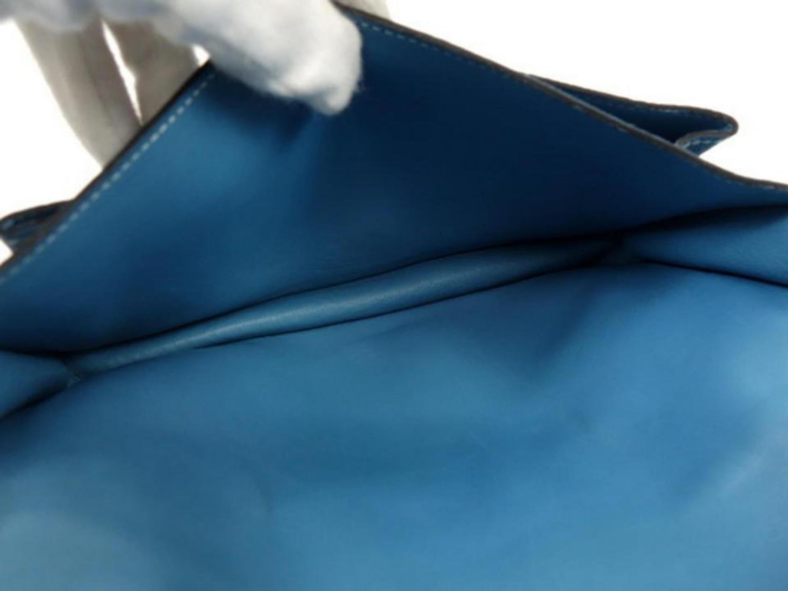 Hermès Jean Dogon Fanny Pack Belt Waist Pouch 233789 Blue Leather Cross Body Bag For Sale 6
