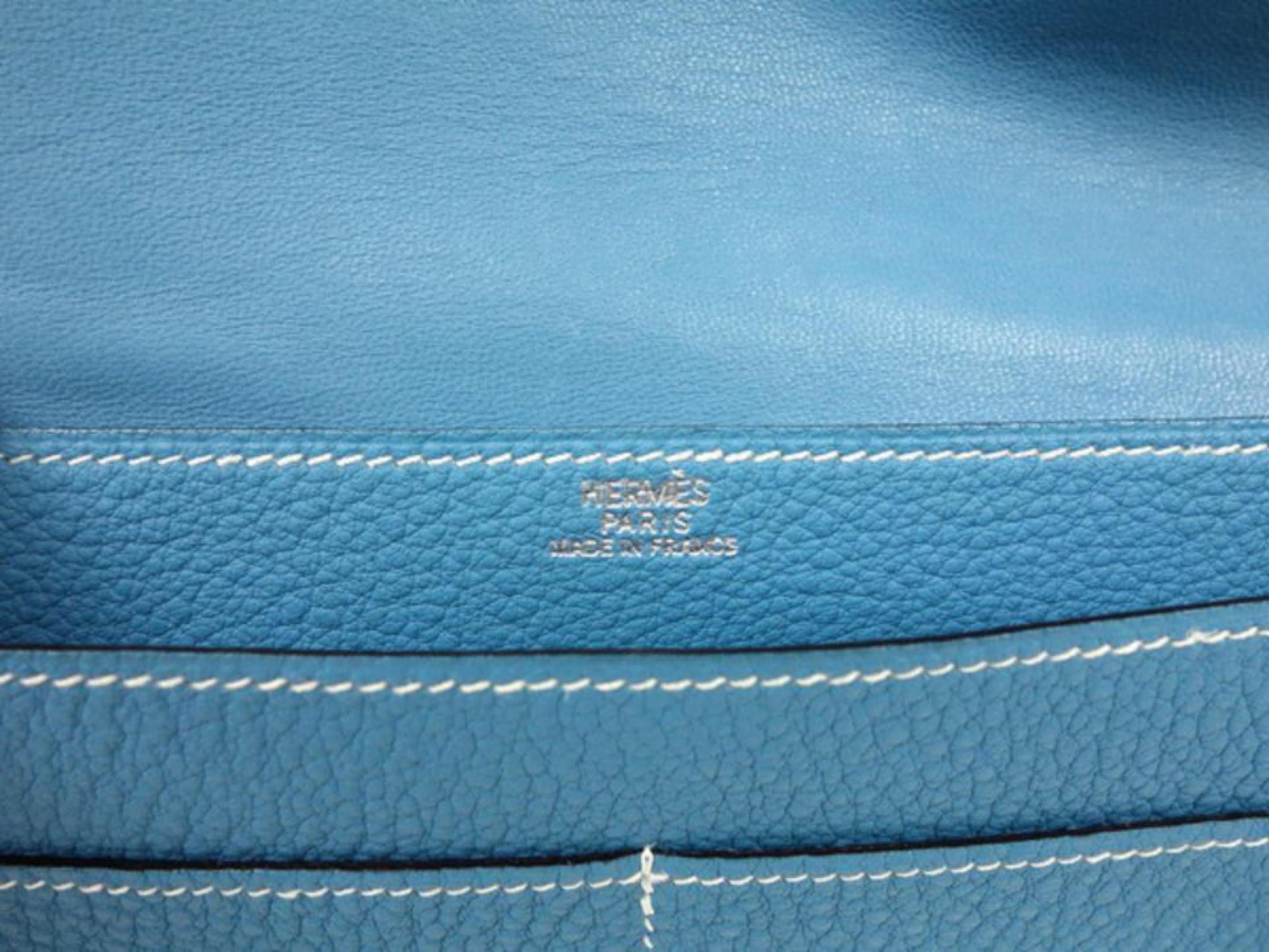 Hermès Jean Dogon Fanny Pack Belt Waist Pouch 233789 Blue Leather Cross Body Bag In Excellent Condition For Sale In Forest Hills, NY