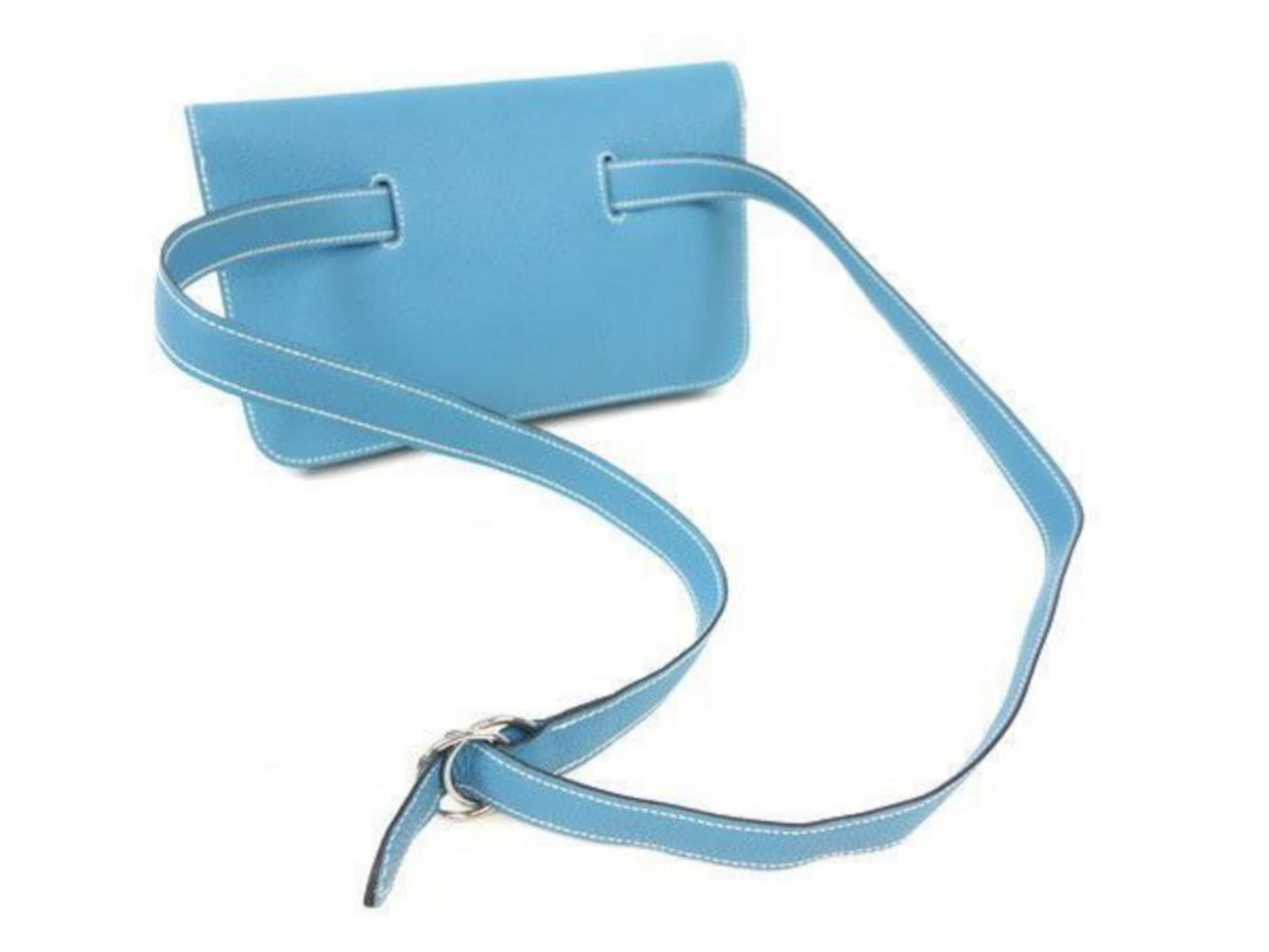 Hermès Jean Dogon Fanny Pack Belt Waist Pouch 233789 Blue Leather Cross Body Bag For Sale 1