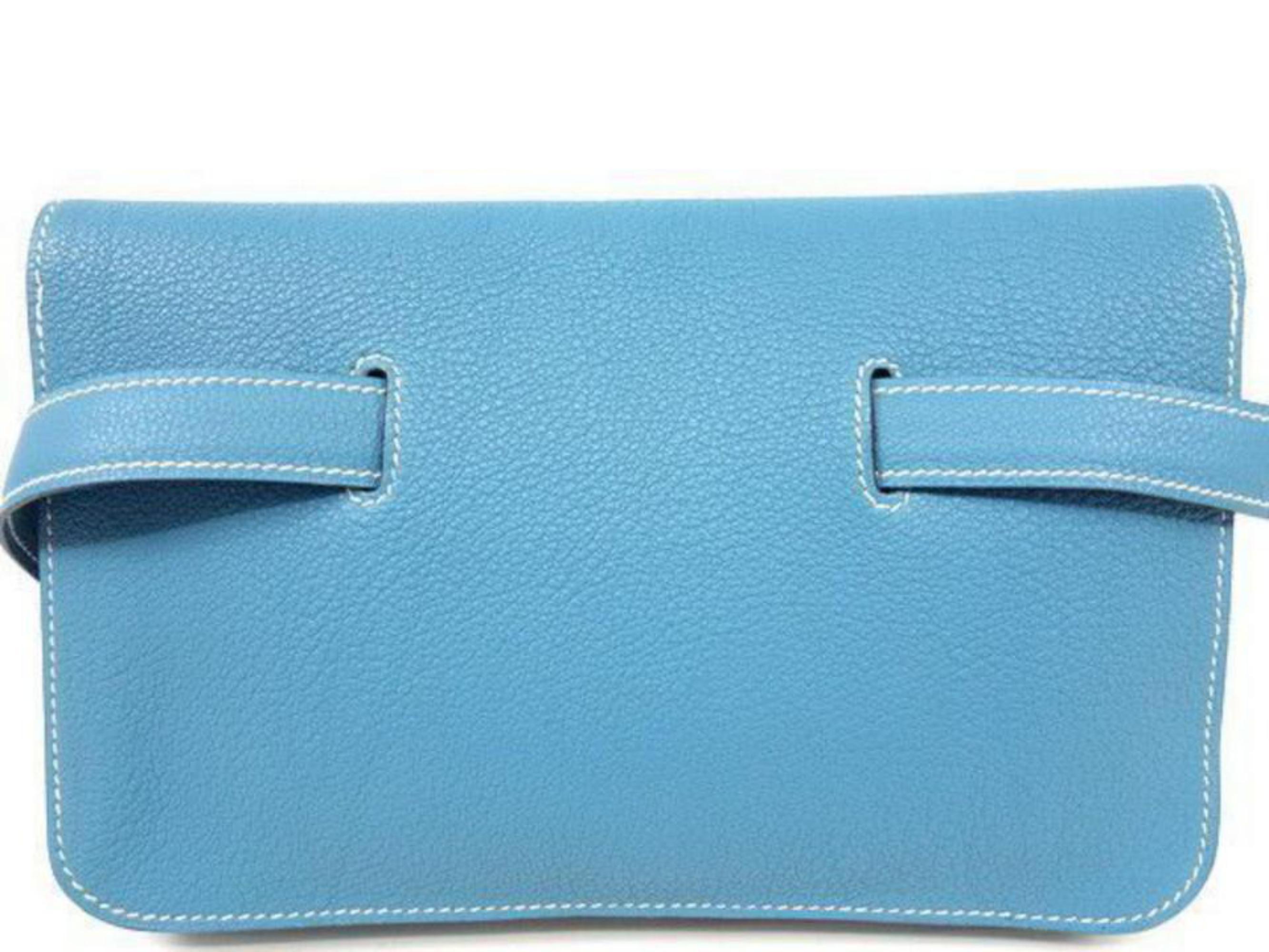 Hermès Jean Dogon Fanny Pack Belt Waist Pouch 233789 Blue Leather Cross Body Bag For Sale 3