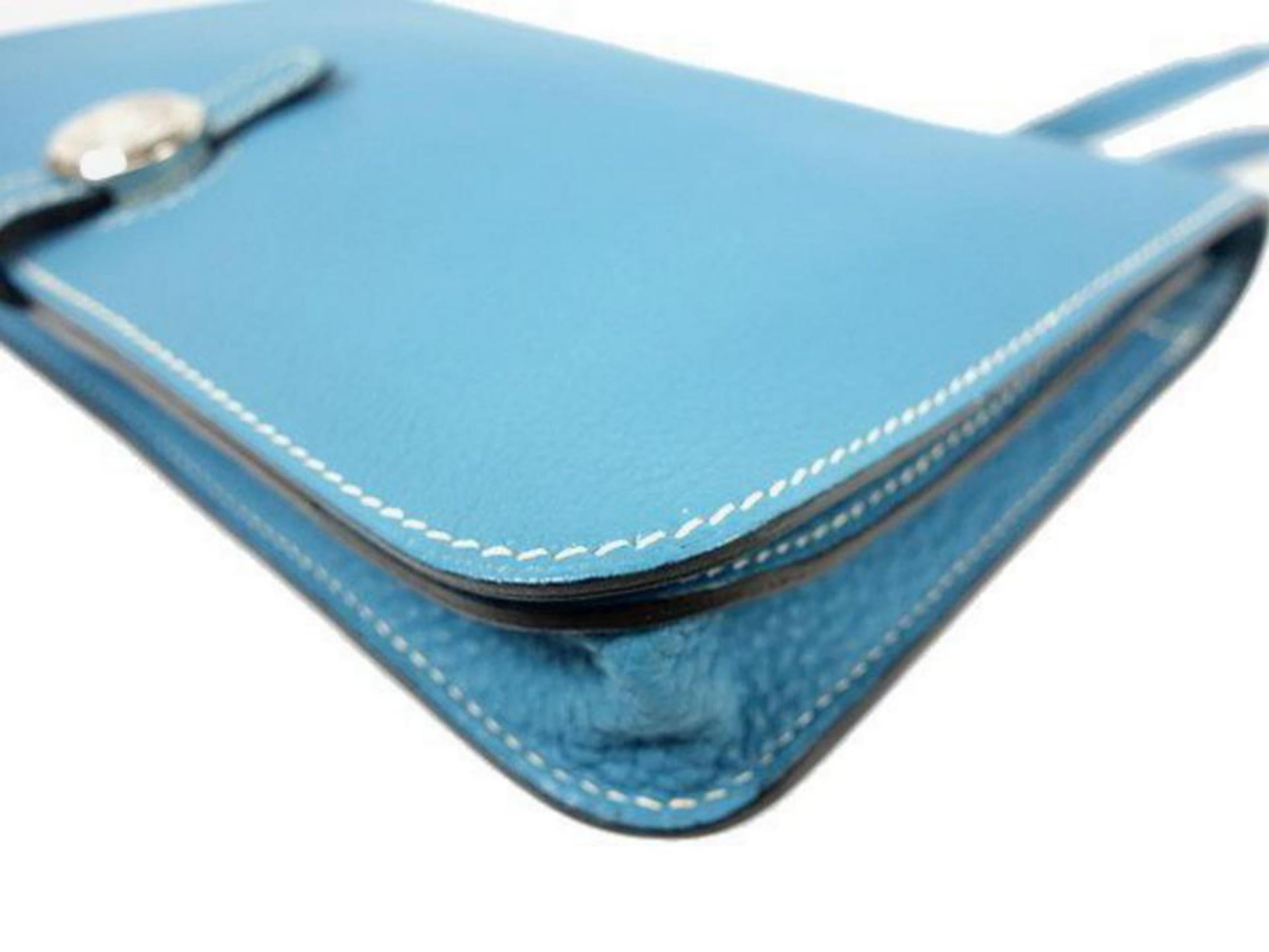 Hermès Jean Dogon Fanny Pack Belt Waist Pouch 233789 Blue Leather Cross Body Bag For Sale 4