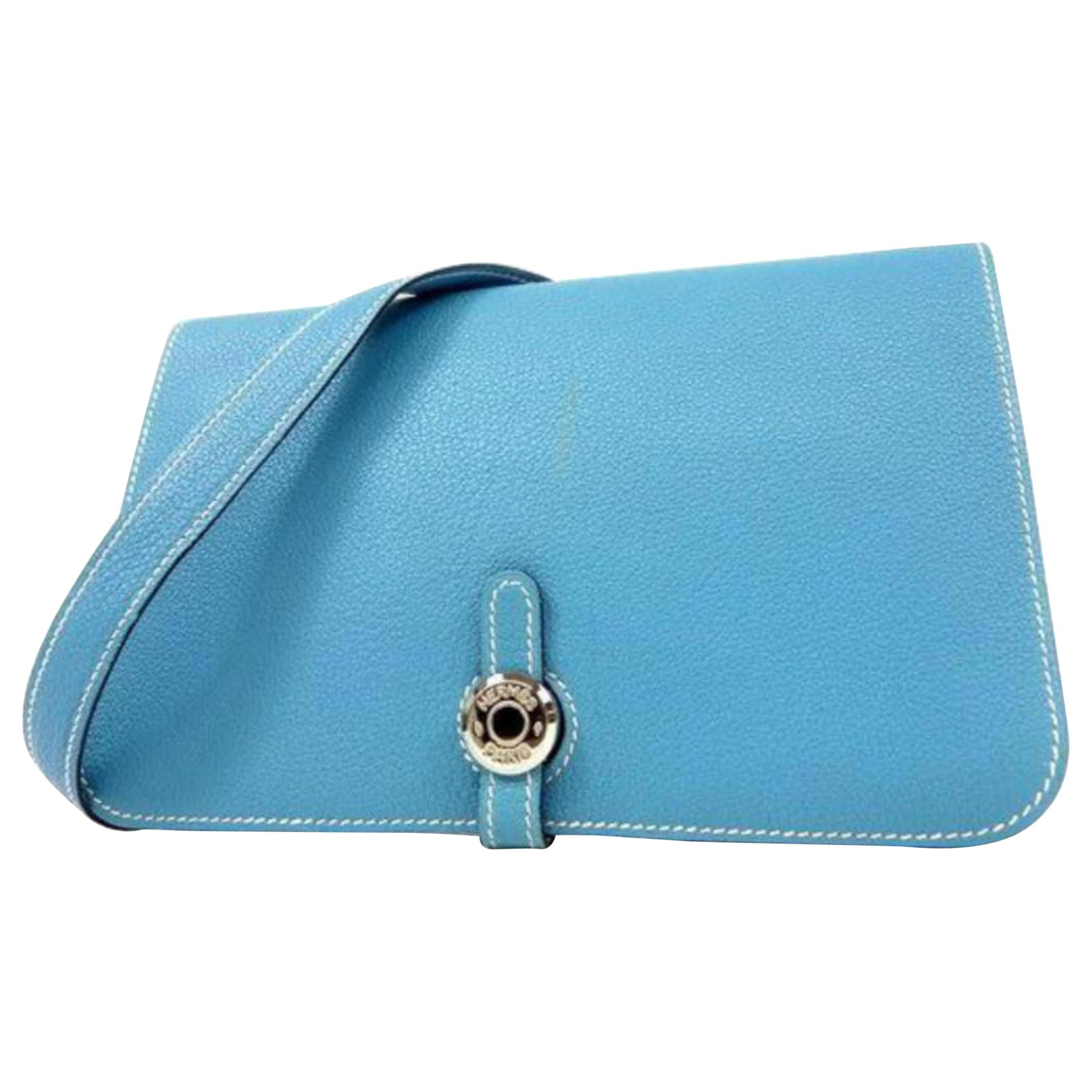 Hermès Jean Dogon Fanny Pack Belt Waist Pouch 233789 Blue Leather Cross Body Bag For Sale