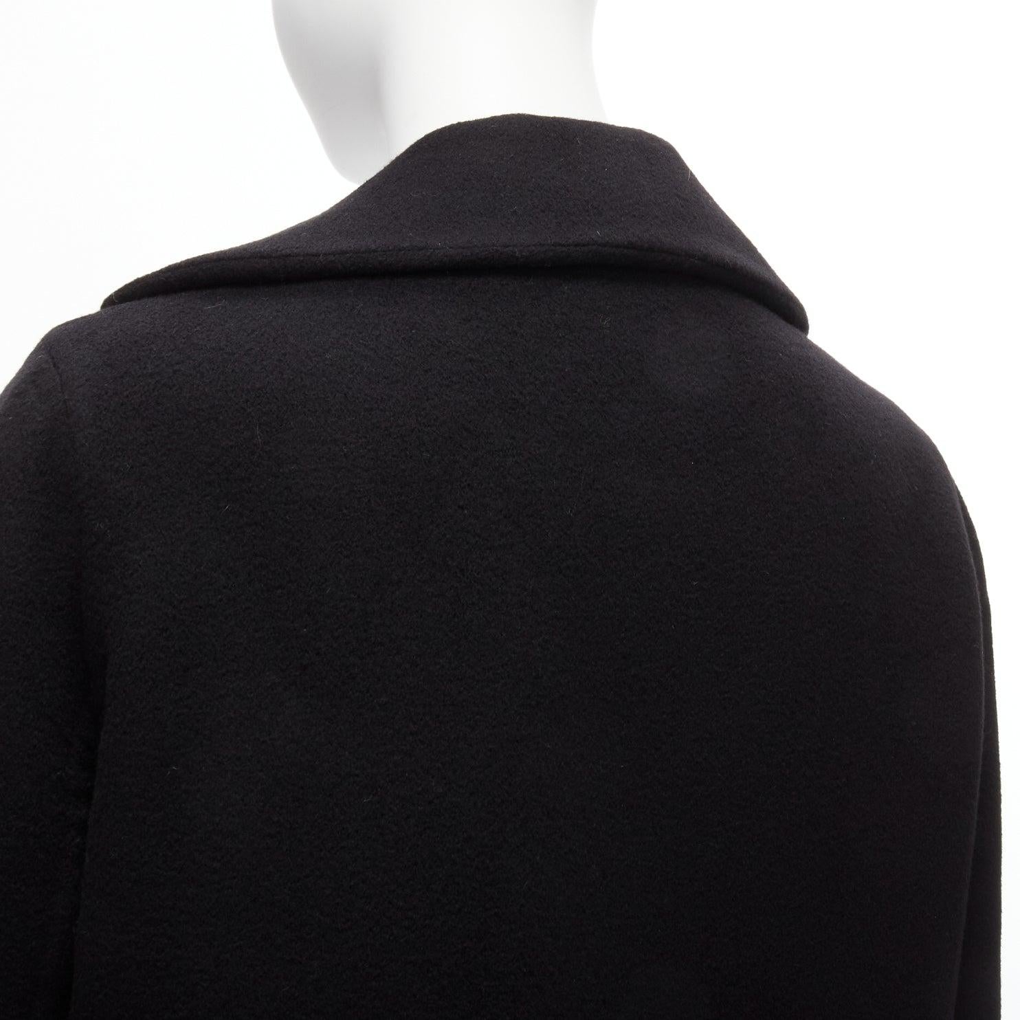 HERMES Jean Paul Gaultier black cashmere leather trim H buttons jacket FR34 XS For Sale 4