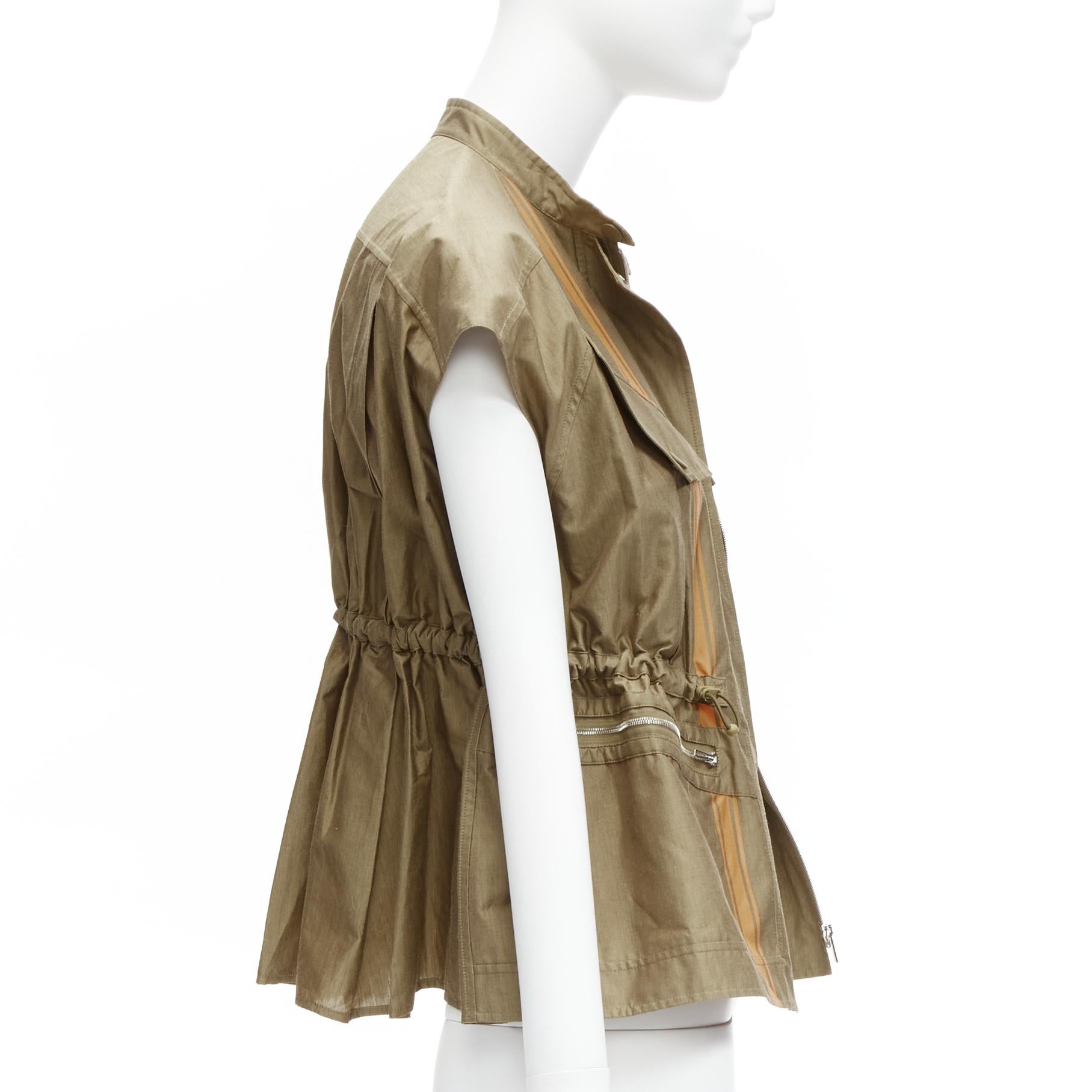 Women's HERMES Jean Paul Gaultier Vintage stripe cinched cargo worker vest jacket FR36 S For Sale