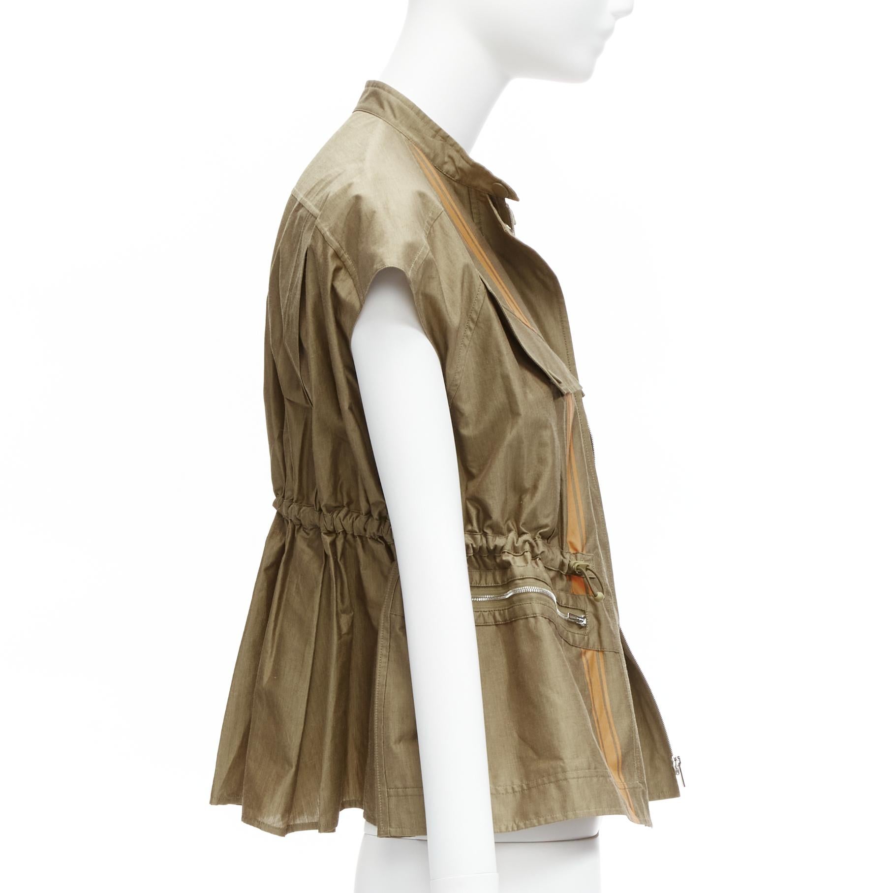 HERMES Jean Paul Gaultier Vintage stripe cinched cargo worker vest jacket FR36 S In Excellent Condition In Hong Kong, NT