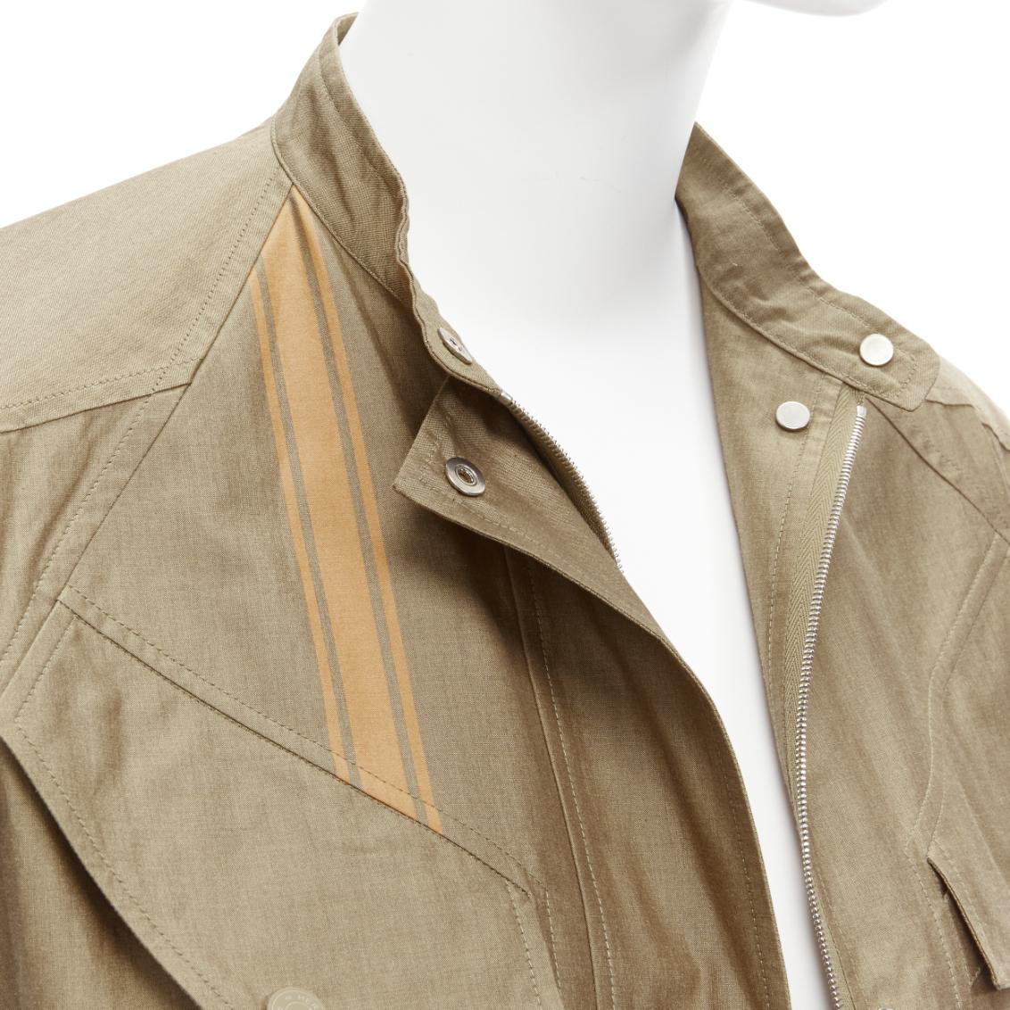 HERMES Jean Paul Gaultier Vintage stripe cinched cargo worker vest jacket FR36 S en vente 2