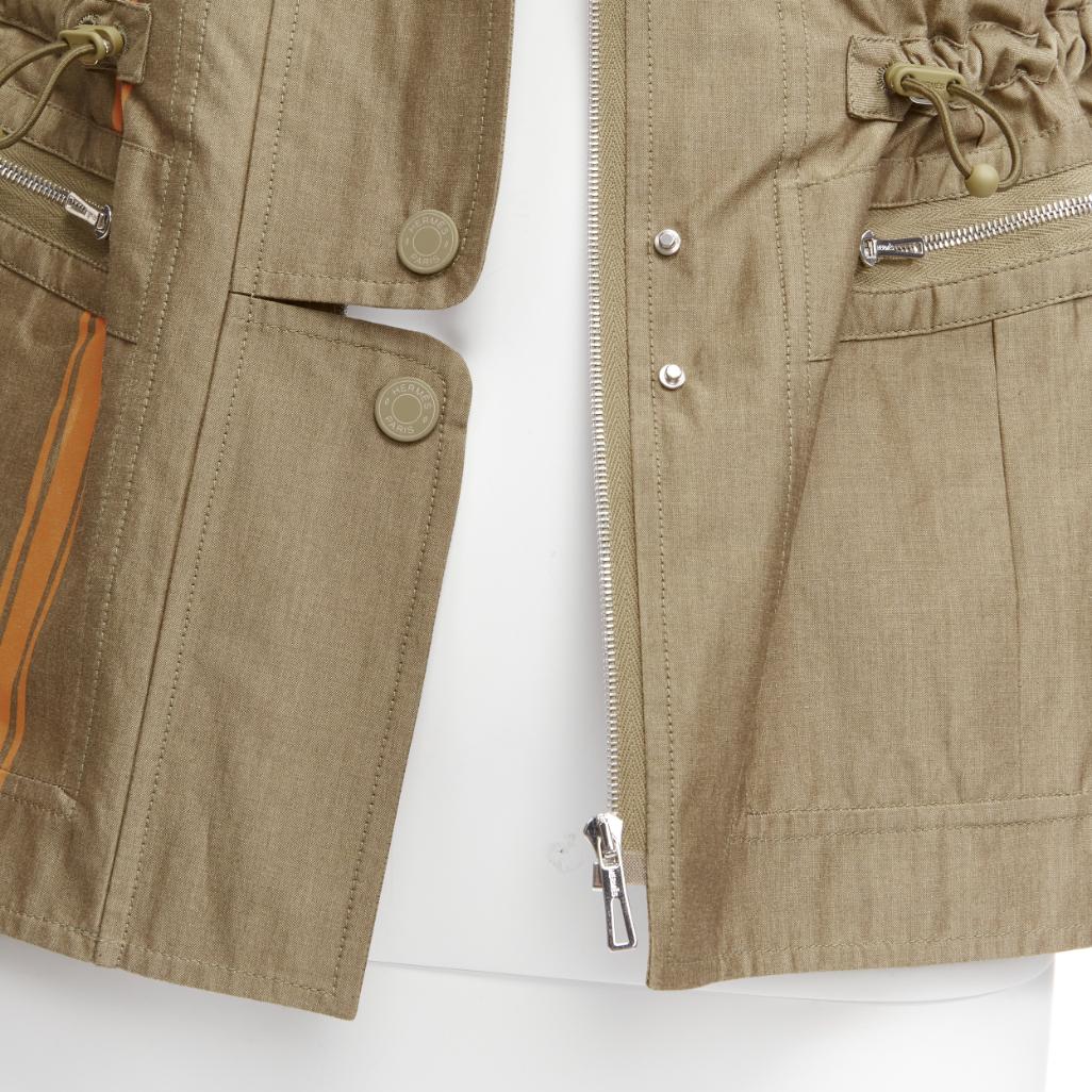HERMES Jean Paul Gaultier Vintage stripe cinched cargo worker vest jacket FR36 S For Sale 5