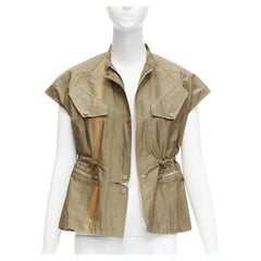 HERMES Jean Paul Gaultier Vintage stripe cinched cargo worker vest jacket FR36 S