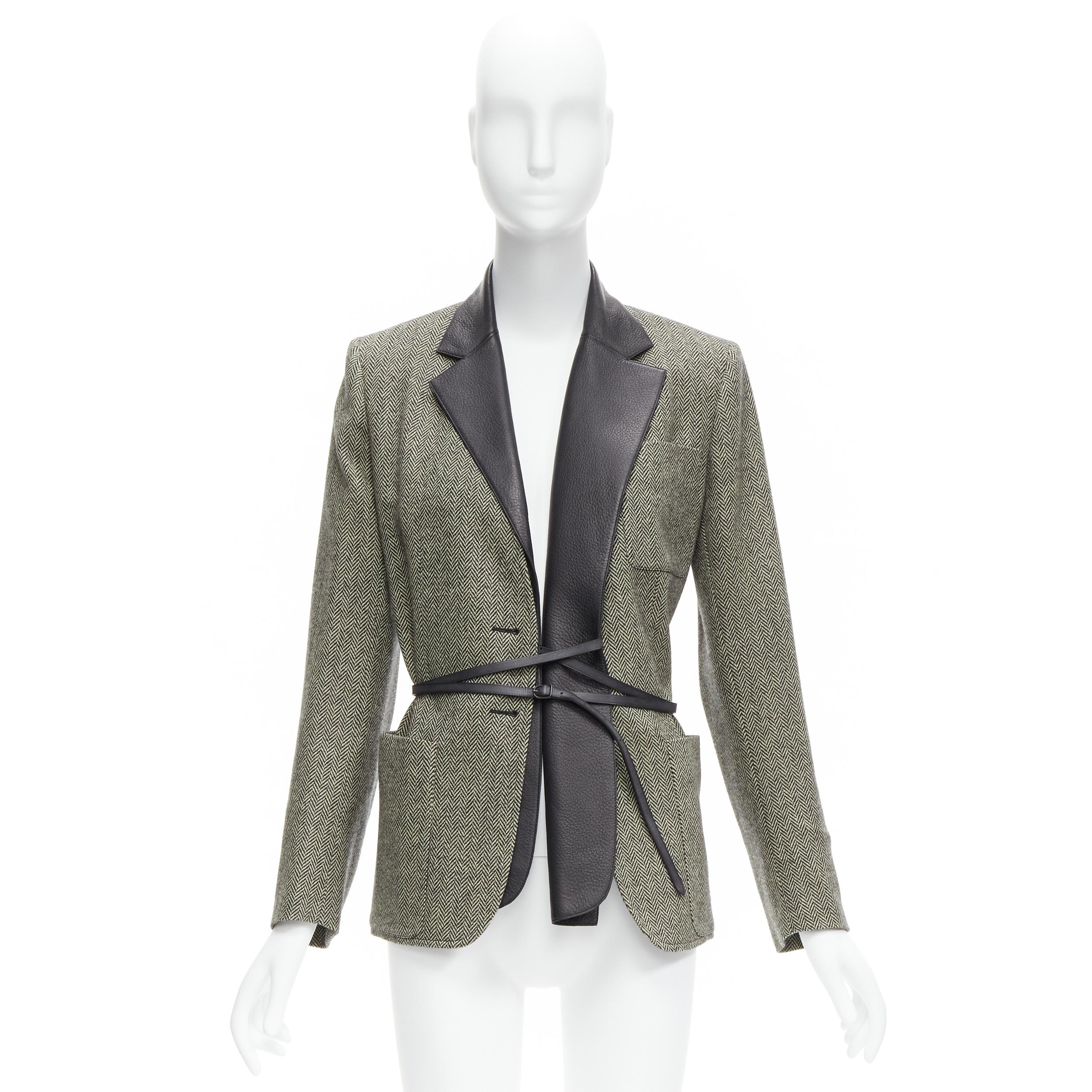 HERMES Jean Paul Gaultier virgin wool cashmere leather collar blazer FR40 L 7