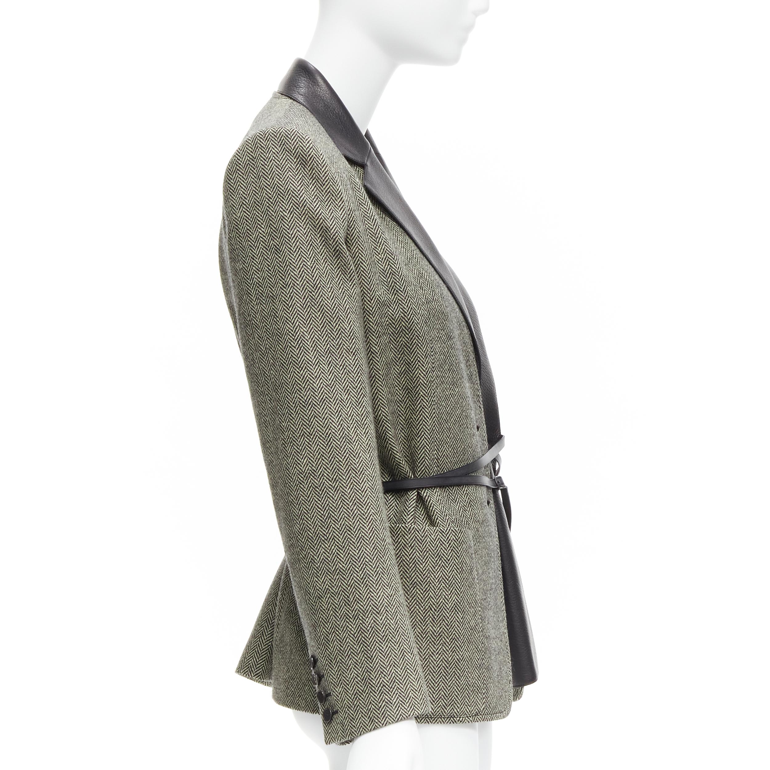 HERMES Jean Paul Gaultier virgin wool cashmere leather collar blazer FR40 L 1