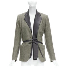 HERMES Jean Paul Gaultier virgin wool cashmere leather collar blazer FR40 L