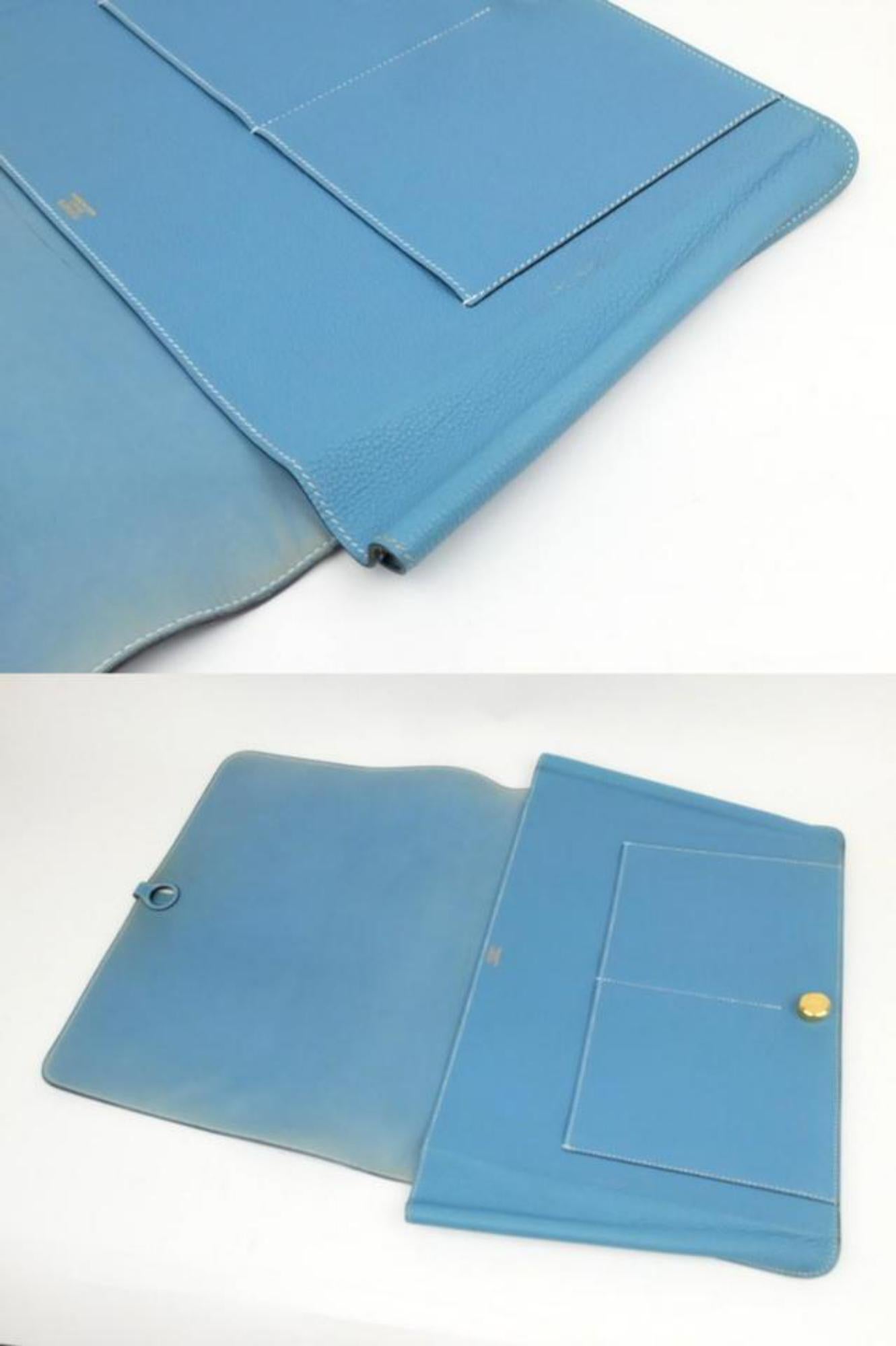 Hermès Jean Togo Extra Large Porte-documents Dogon Portfolio 230564 Blue Clutch For Sale 1
