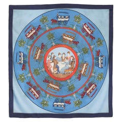 Foulard en soie Hermes Jeu des Omnibus et Dames Blanches