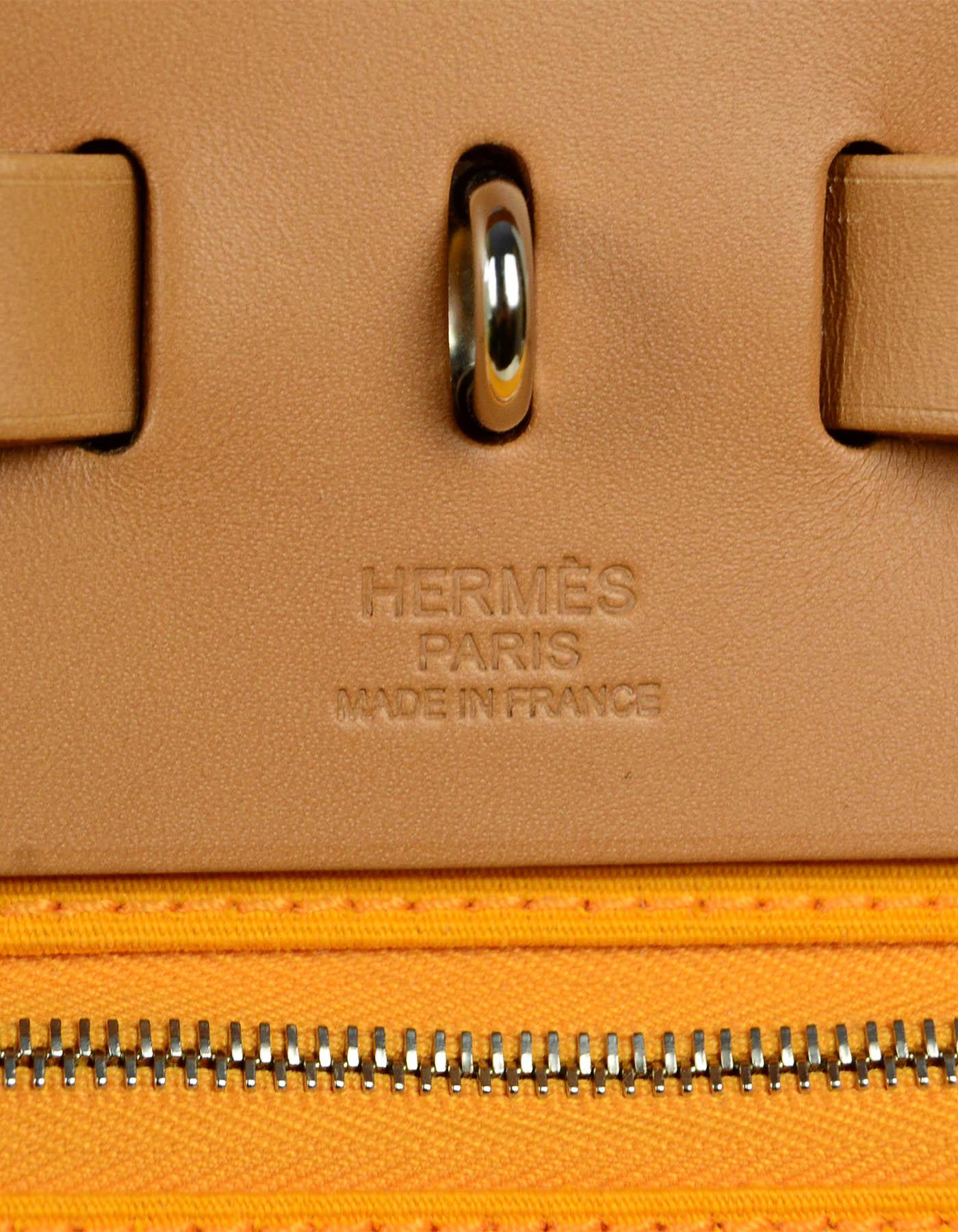 Hermes Jeune D'Or Yellow Toile Canvas & Leather Herbag Zip 39 Bag 1