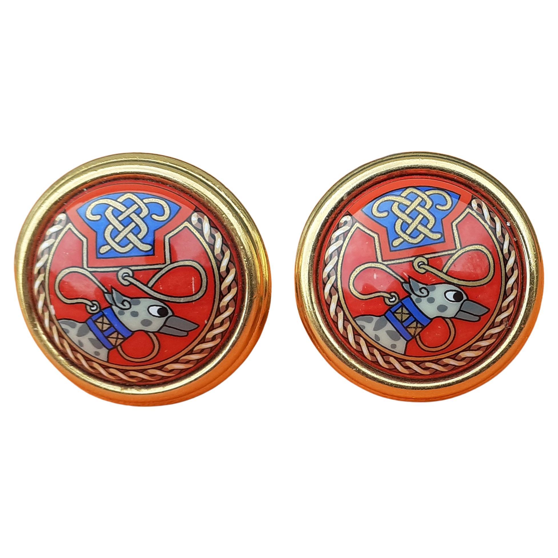 Hermès Jewels Matching Set Bracelet Earrings Greyhound Gold Plated Size 70 For Sale 13