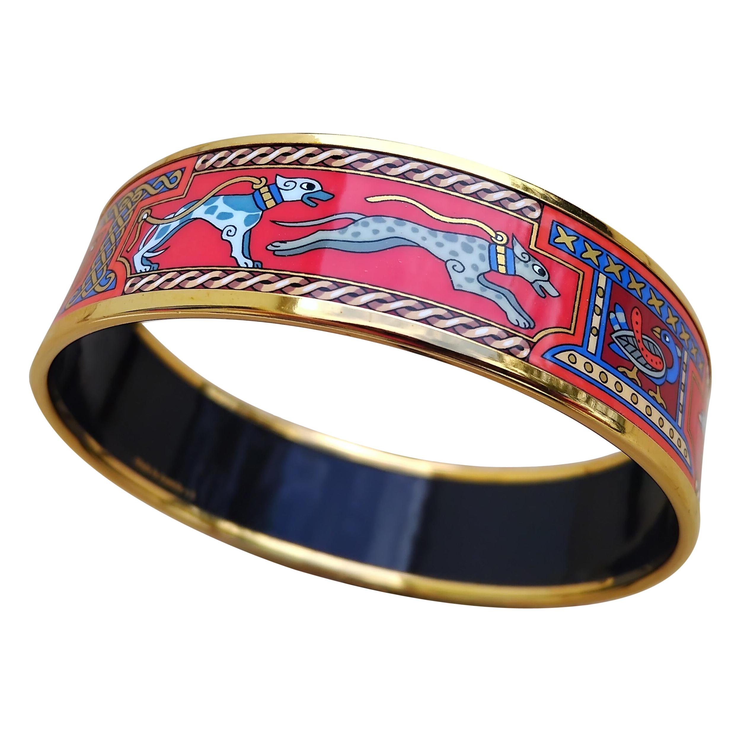 Hermès Jewels Matching Set Bracelet Earrings Greyhound Gold Plated Size 70 In Good Condition For Sale In Corcoué Sur Logne, Loire-Atlantique