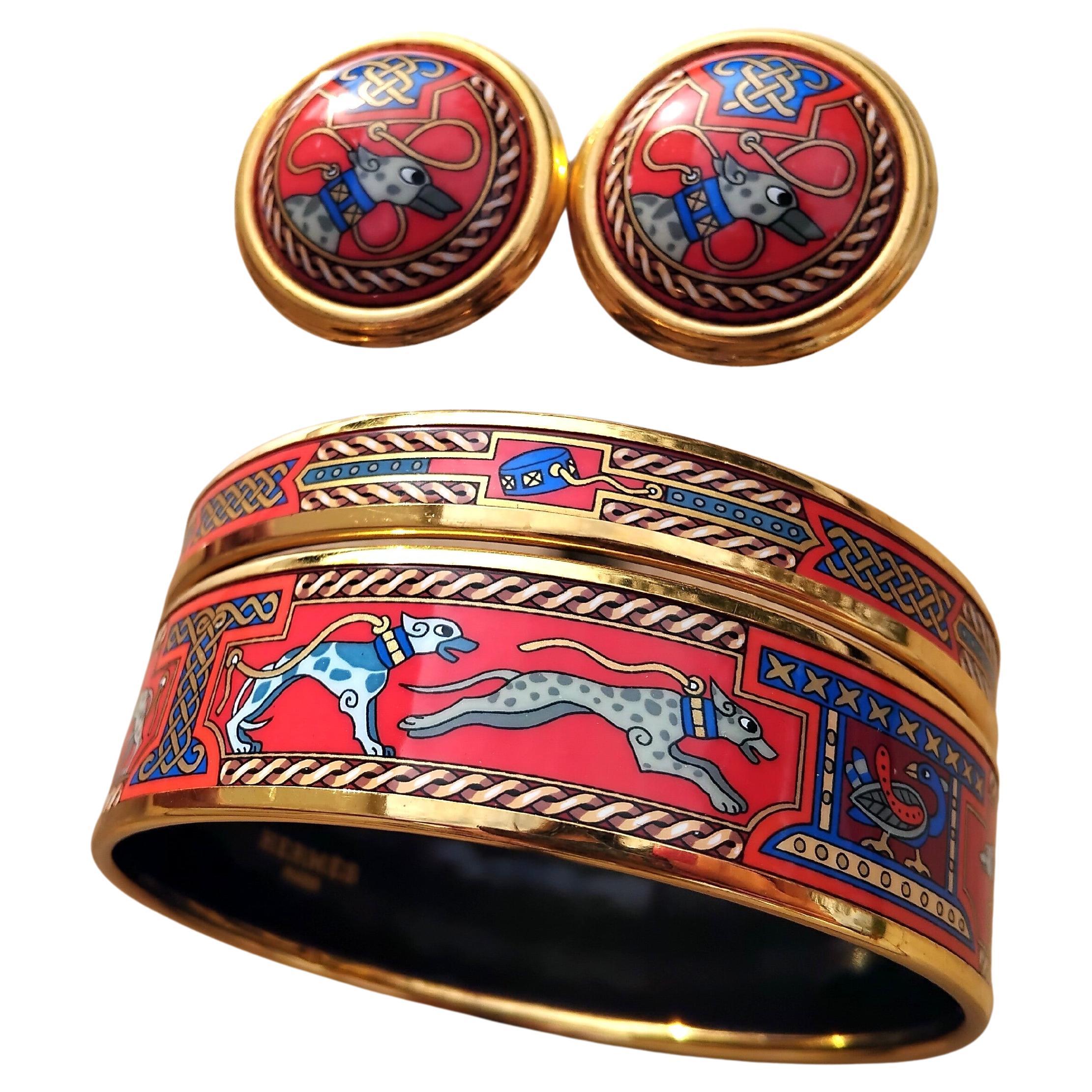 Hermès Jewell Ensemble de Bracelets Boucles d'oreilles Lévrier Or Taille 70 en vente 10