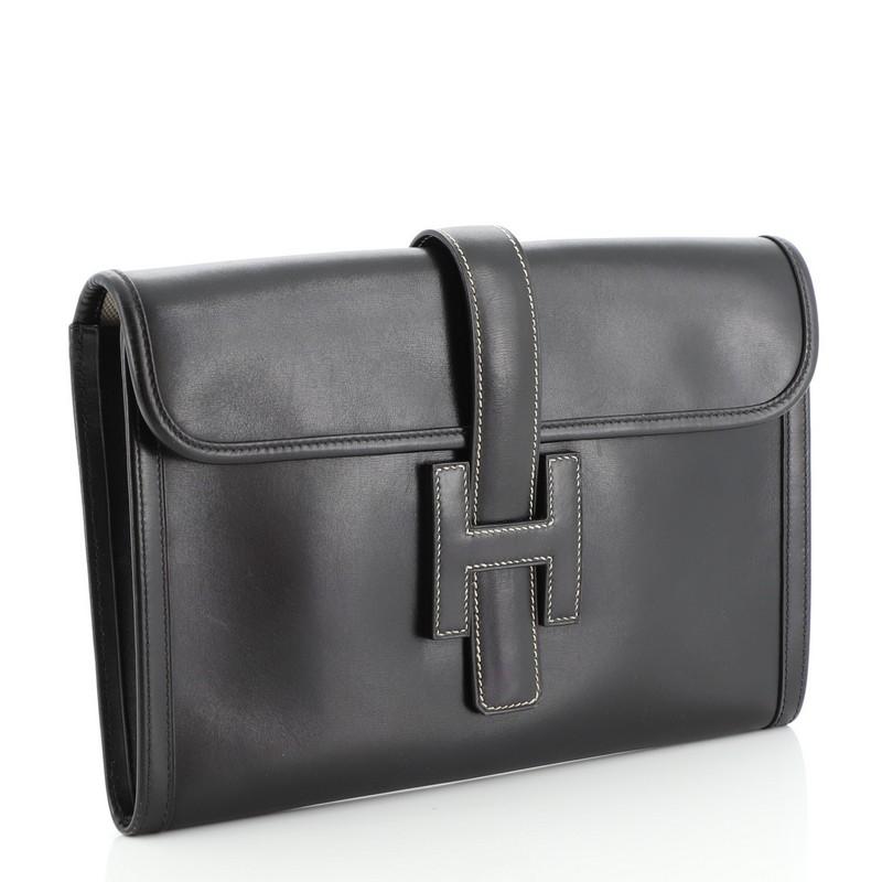 Black Hermes Jige Clutch Box Calf PM