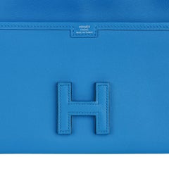 Hermes Jige Duo Wallet / Clutch Blue Zanzibar New w/Box