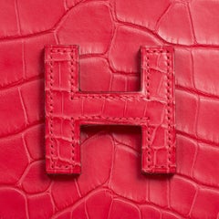 Hermes Jige Duo Wallet / Clutch Rose Extreme Matte Alligator New