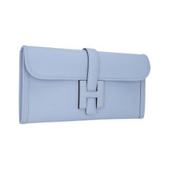 Hermes Jige Elan 29 Blue Brume Clutch Bag Evercolor Leather