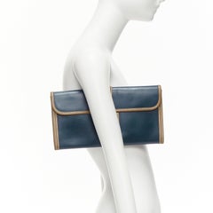 HERMES Jige Elan 29 blue taupe H logo swift leather loop through clutch bag