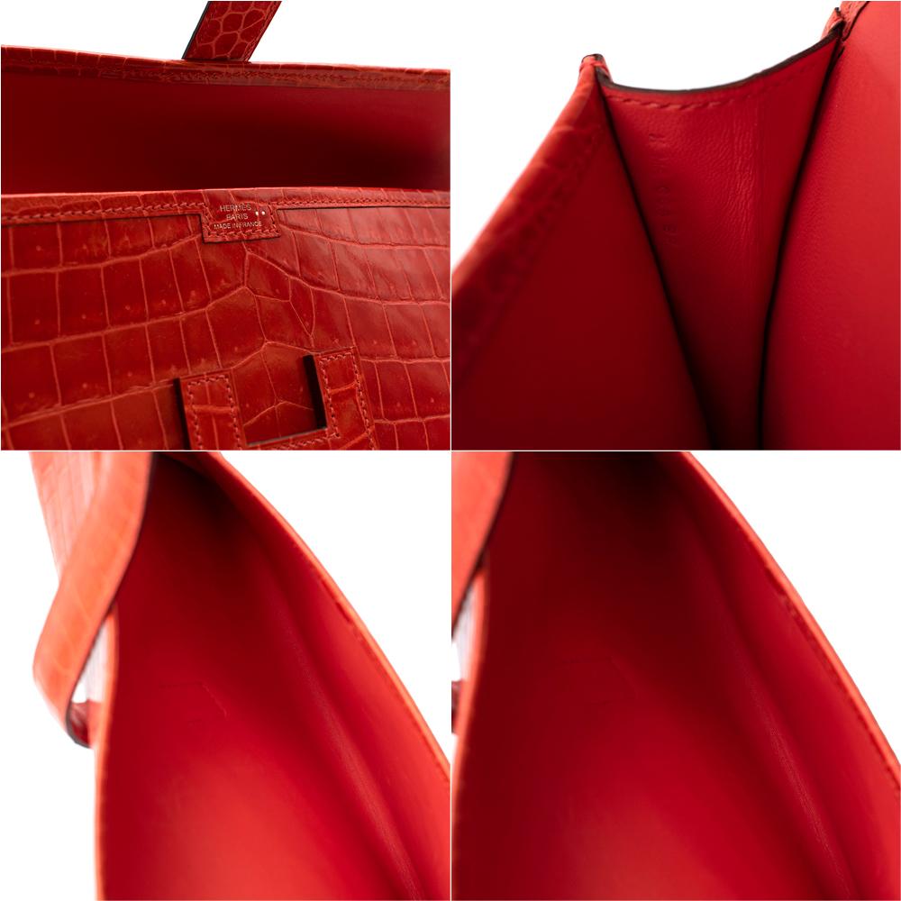 Hermès Pochette Jige Elan 29 in coccodrillo Sanguine Lisse Niloticus in vendita 1
