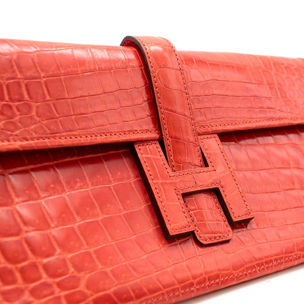 Hermès Pochette Jige Elan 29 in coccodrillo Sanguine Lisse Niloticus in vendita 2