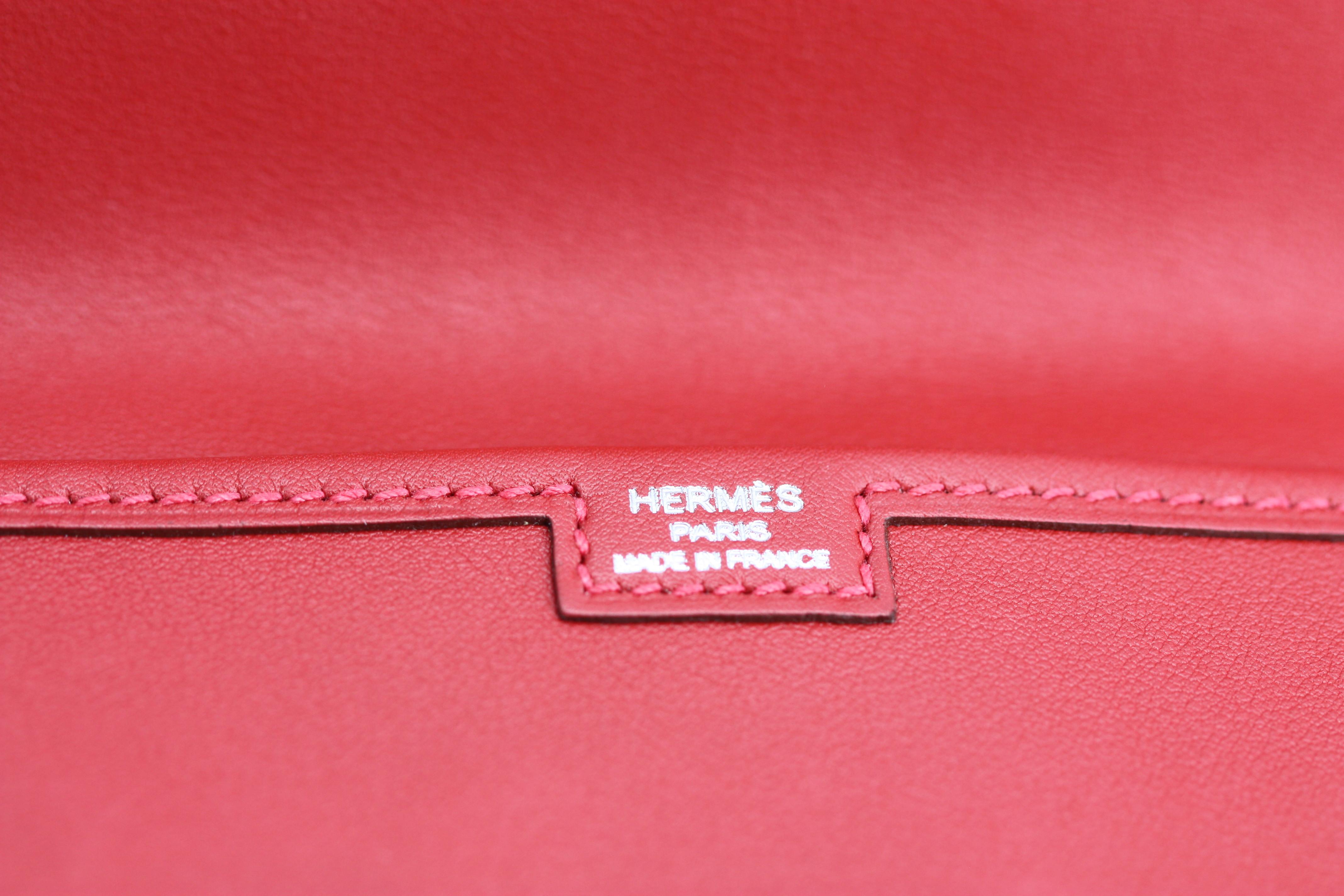 da uomo o donna Pochette Hermès Jige Elan 29 in pelle rossa Swift in vendita