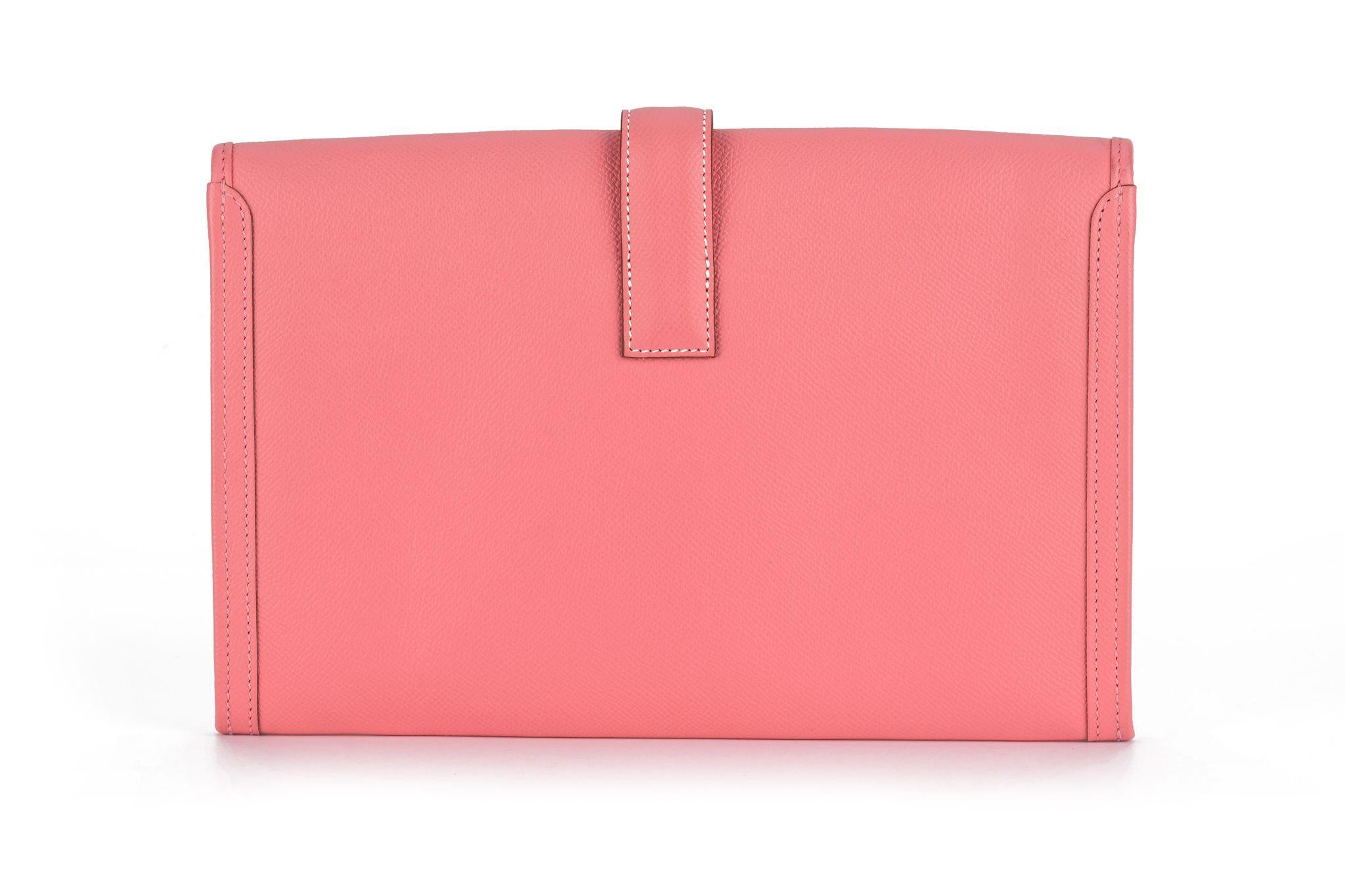 Pink Hermès Jige Elan 29 Clutch Rose Confetti For Sale