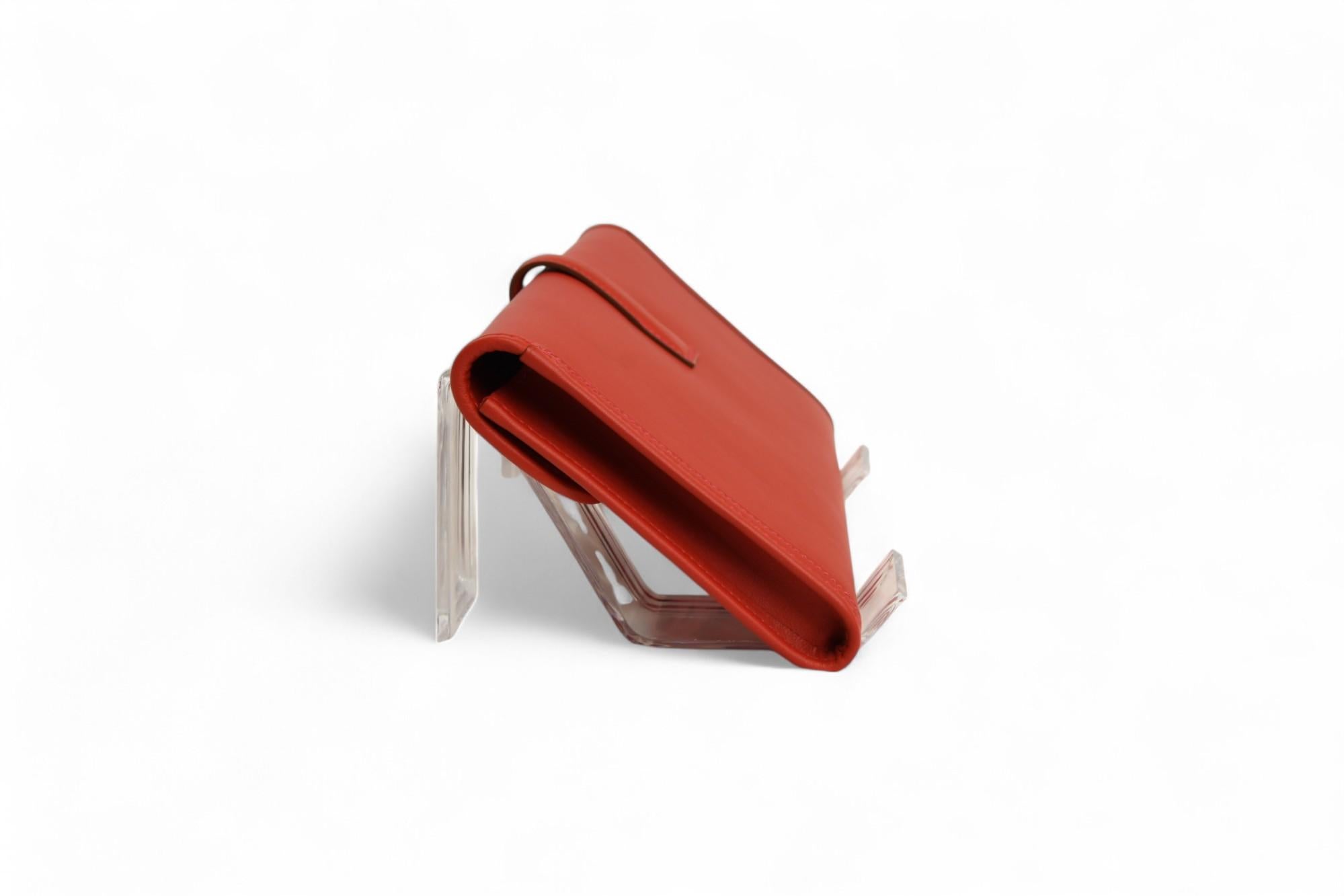 Red Hermès Jige Élan 29 Clutch  Rouge Casaque Leather with H Closure For Sale