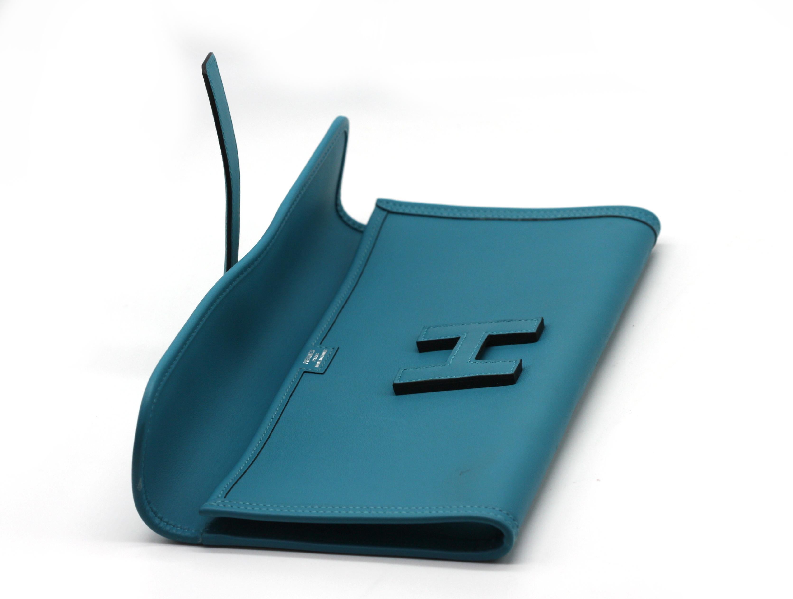 Blu Hermes Jige Elan 29 Pochette Swift Pelle Acqua in vendita