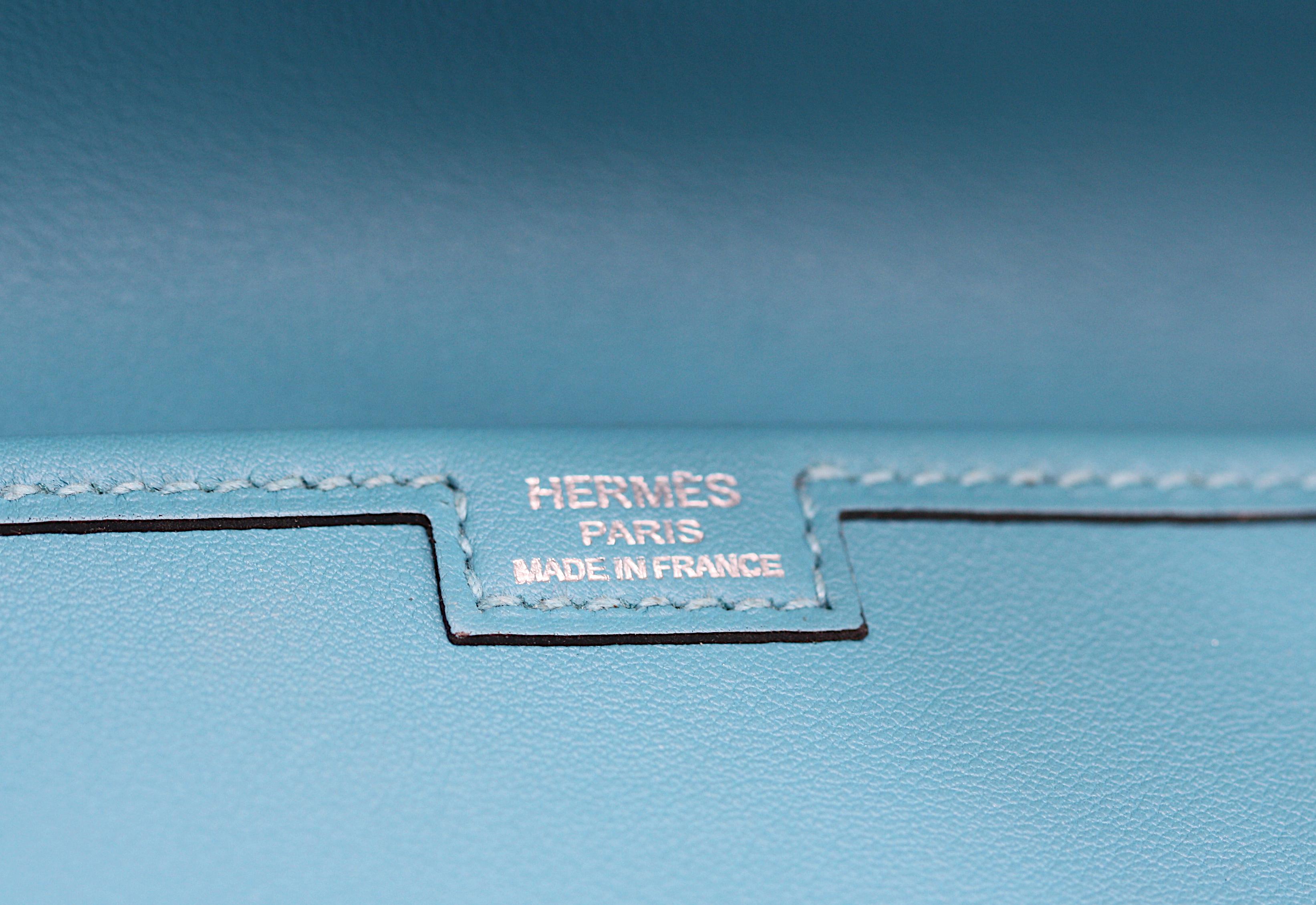 Hermes Jige Elan 29 Pochette Swift Pelle Acqua In condizioni buone in vendita a West Palm Beach, FL