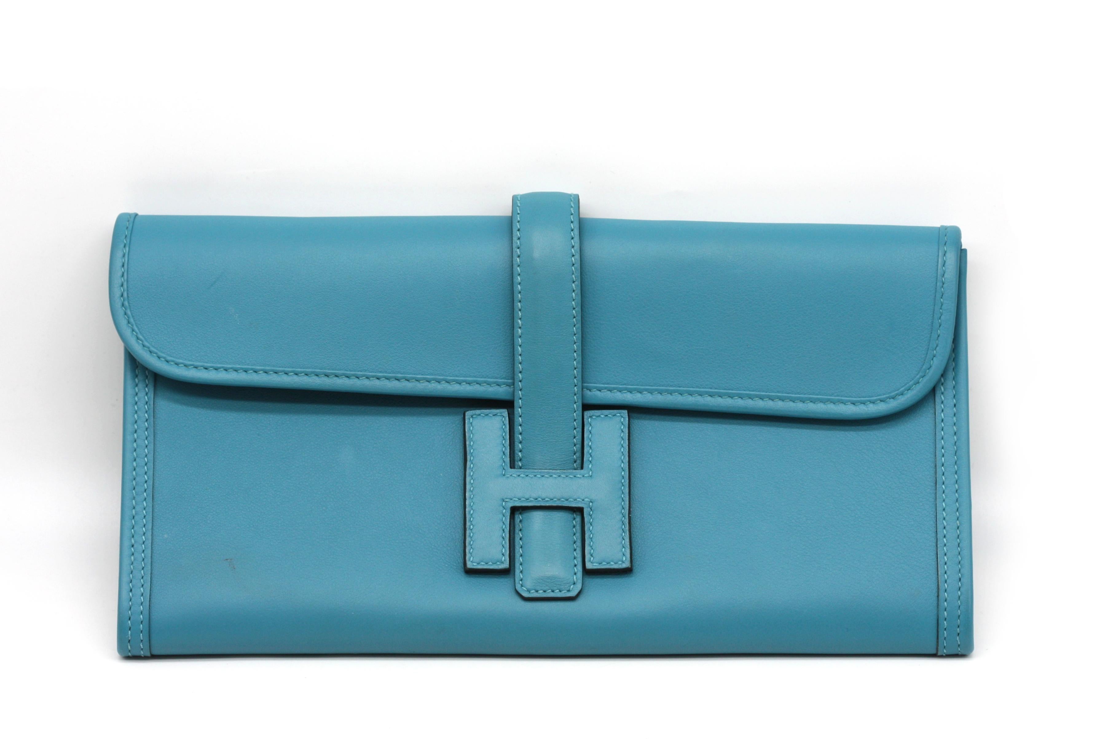 Hermes Jige Elan 29 Pochette Swift Pelle Acqua in vendita