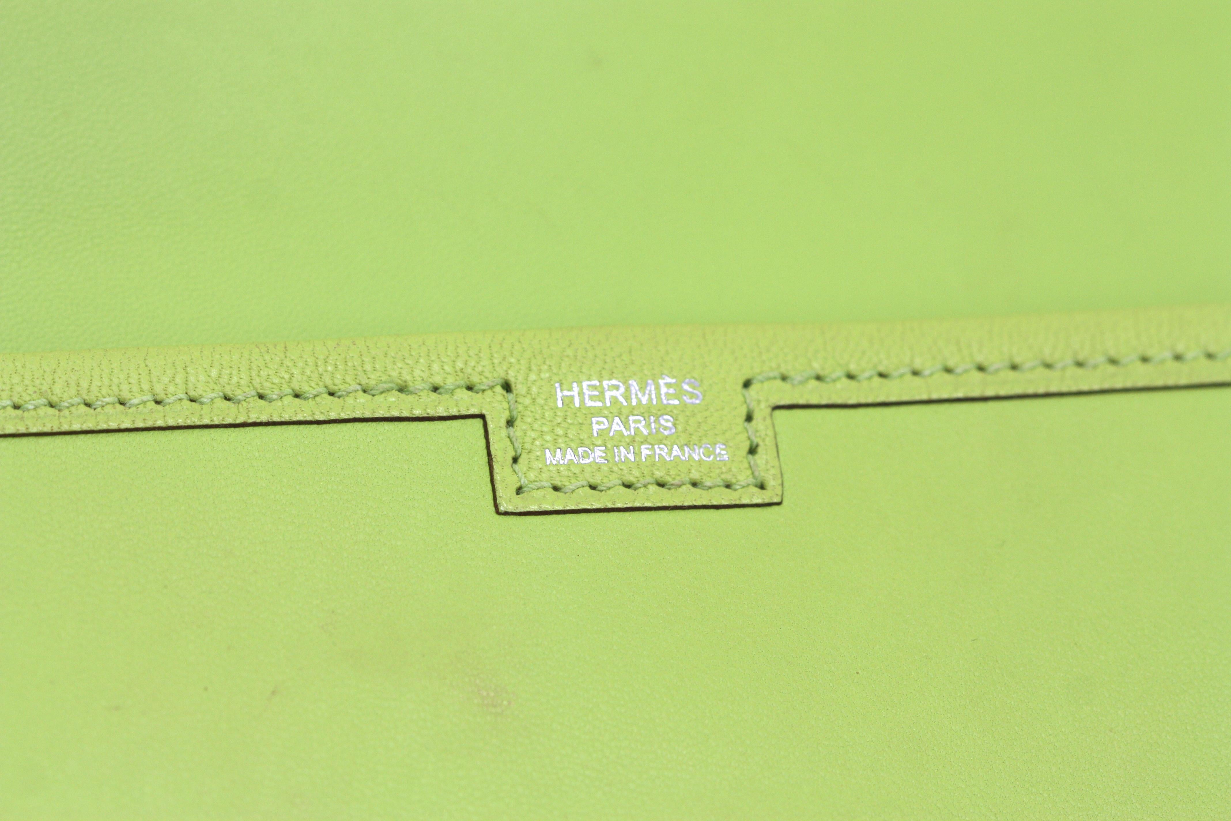 Hermes Jige Elan 29 Clutch Swift Limonengrünes Leder im Zustand „Gut“ im Angebot in West Palm Beach, FL