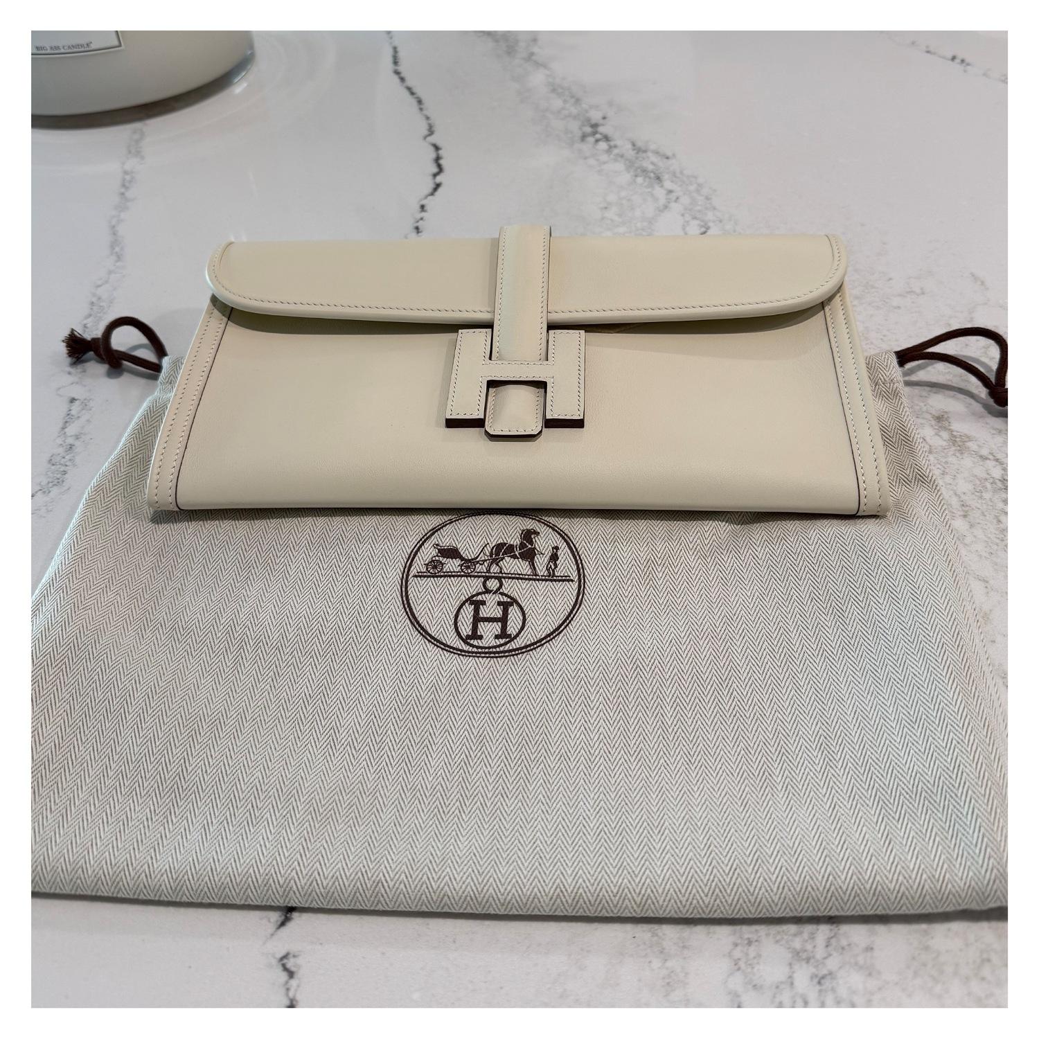 Hermès Jige Elan 29 Craie Lime Swift Verso Clutch en venta 7