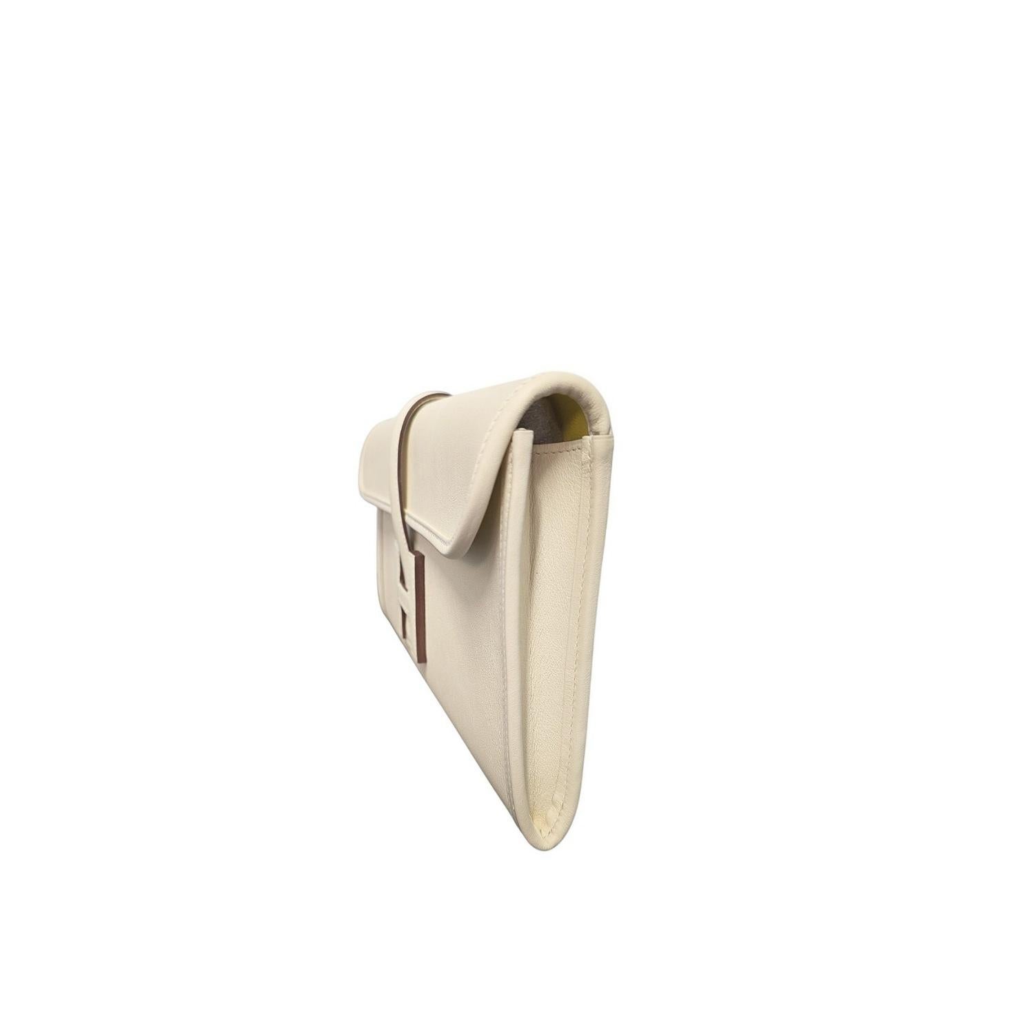 De las mujeres Hermès Jige Elan 29 Craie Lime Swift Verso Clutch en venta