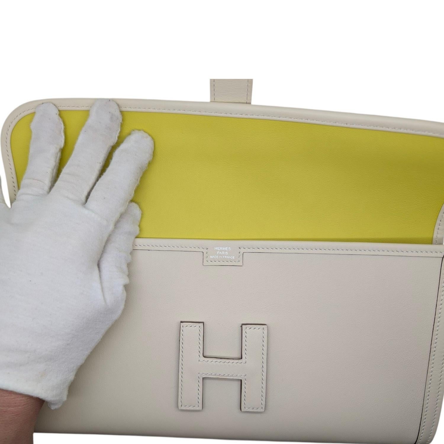 Hermès Jige Elan 29 Craie Lime Swift Verso Clutch en venta 1