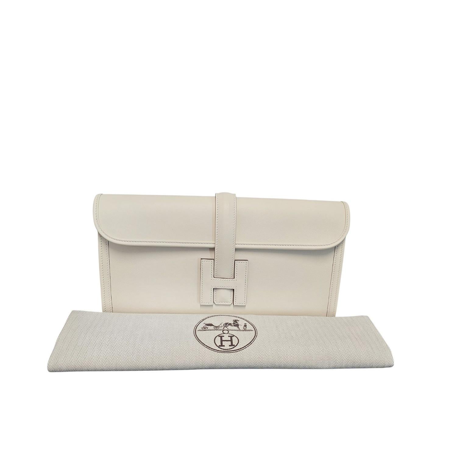 Hermès Jige Elan 29 Craie Lime Swift Verso Clutch en venta 4