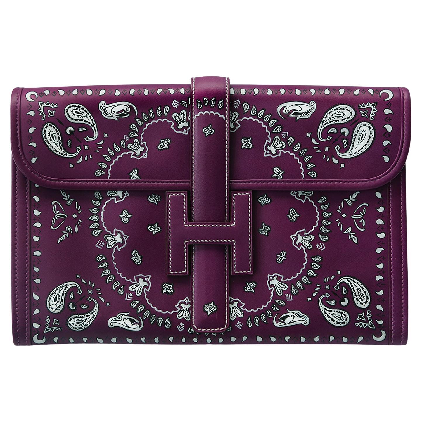 Hermès Bandana personalizzata Jige Elan PM Viola in vendita