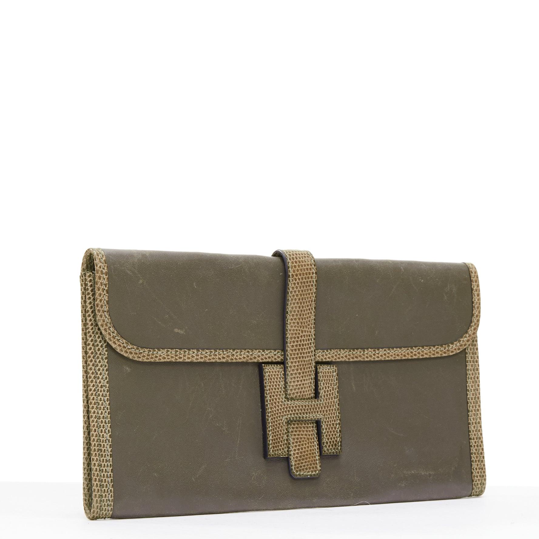 HERMES Jige Elan 29 Etan Ombre Swift scaled leather H flap flat clutch bag In Fair Condition In Hong Kong, NT