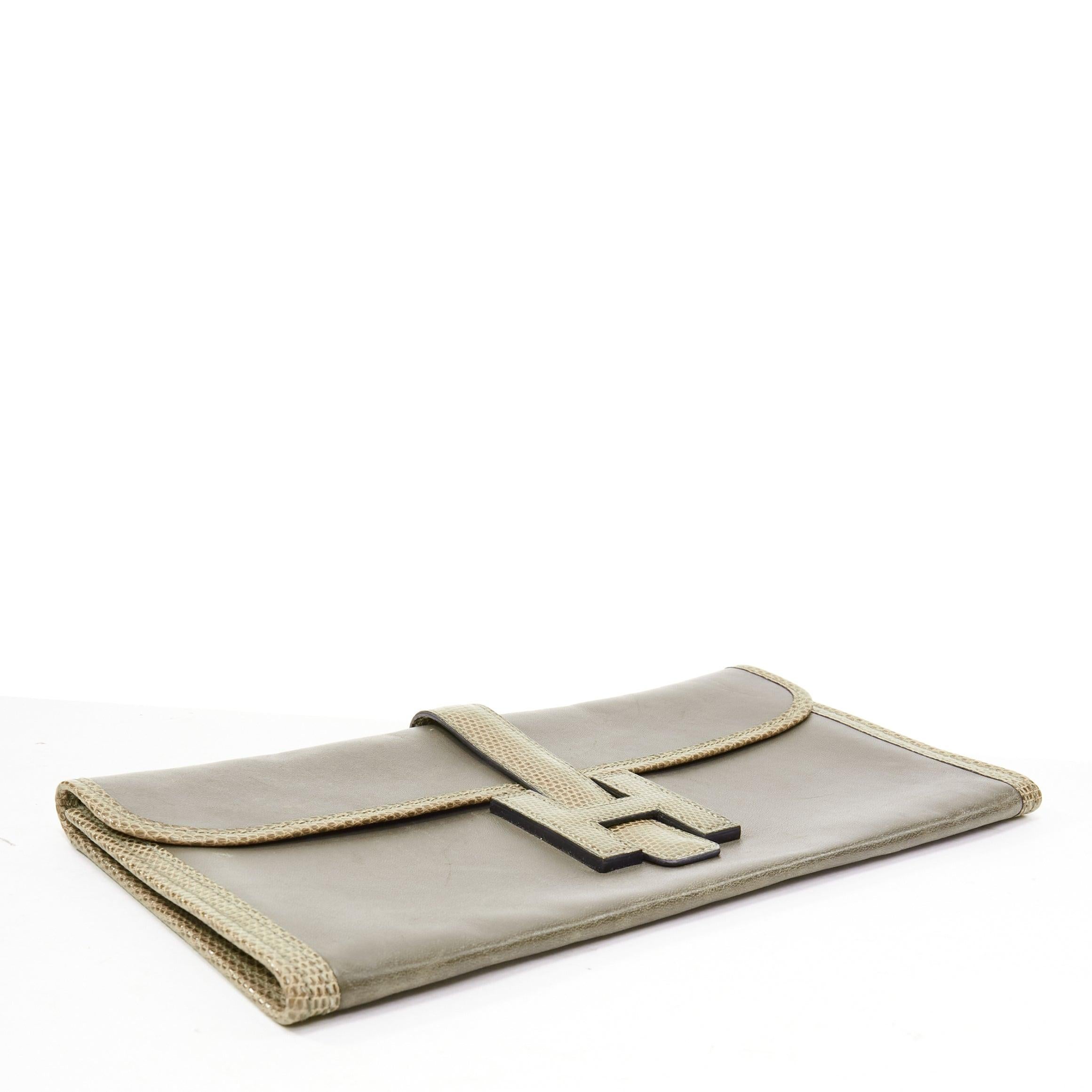 HERMES Jige Elan 29 Etan Ombre Swift scaled leather H flap flat clutch bag 1