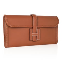 Hermes Jige Elan 29 Gold Clutch Bag Evercolor Leather
